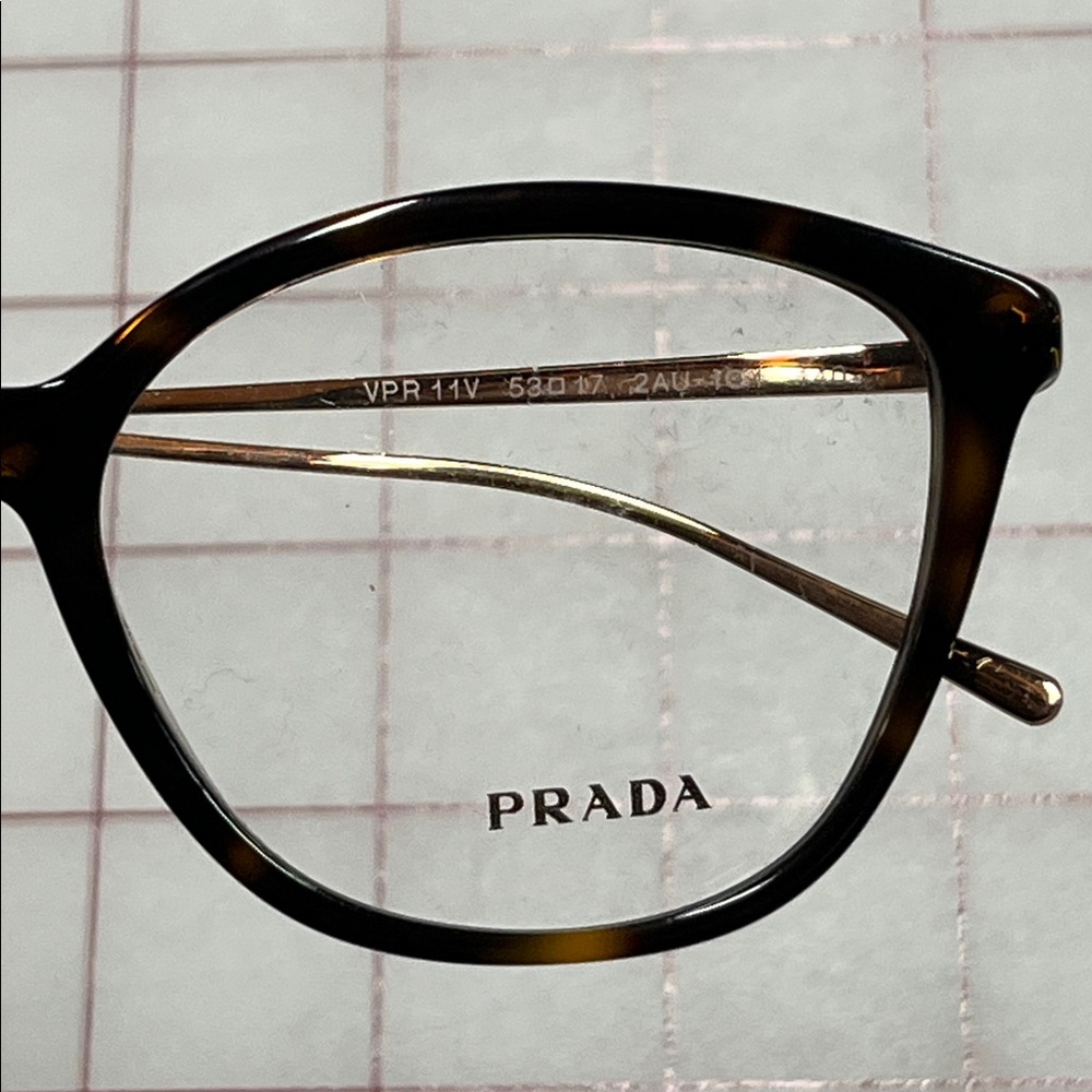 PRADA NWOT "Conceptual" VPR 11V Havana & Gold Mod Square/Cat Eye 53-17-140 Frame - Picture 6 of 16